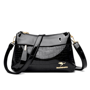 Women's Leather Zipper Closure Silt Pocket Vintage Shoulder Bag