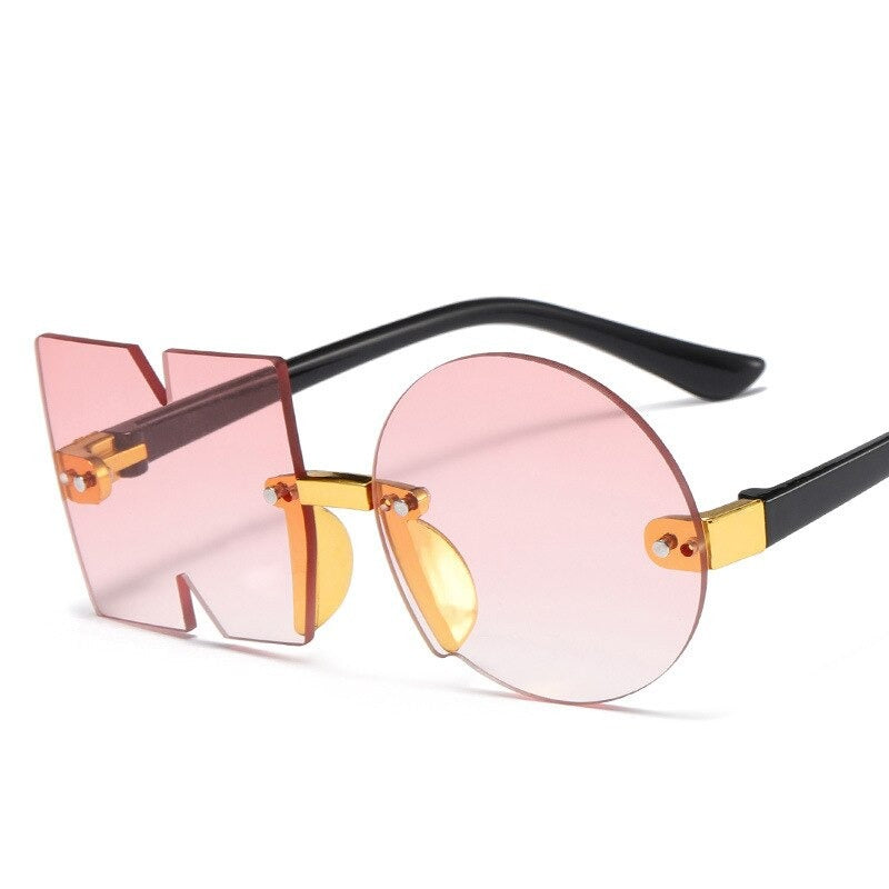 Kid's Resin Frame Gradient Rimless Sunshades Round Sunglasses