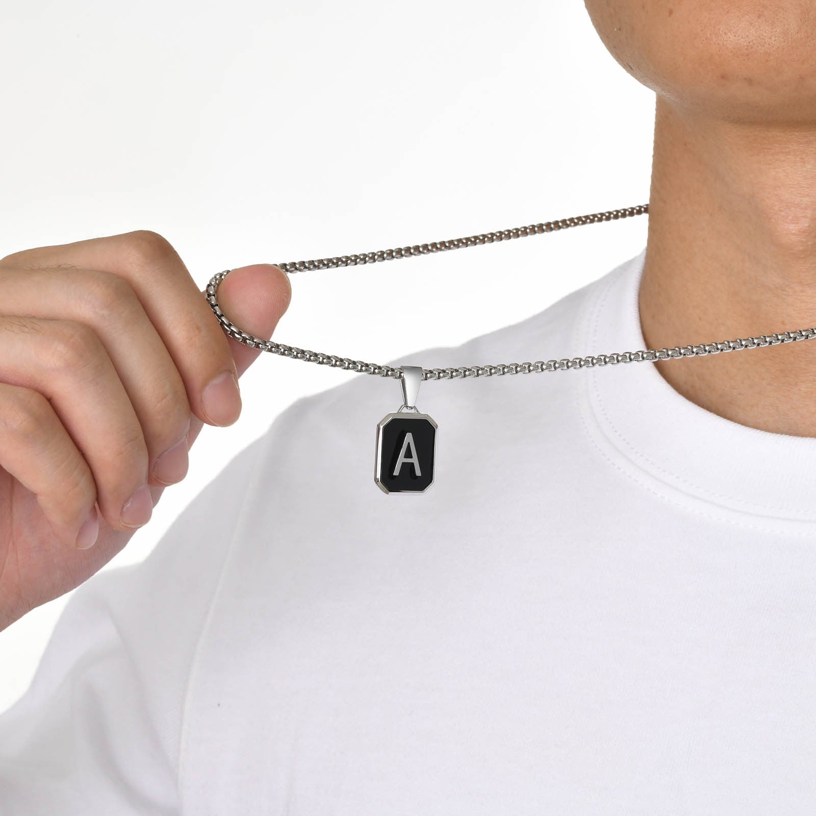 Men's Metal Stainless Steel Link Chain Trendy Letter Necklace