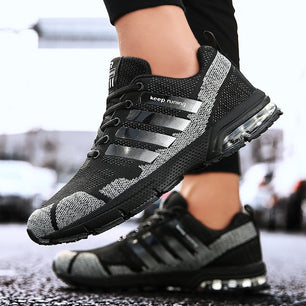 Men's Round Toe Air Mesh Breathable Lace Up Sports Sneakers