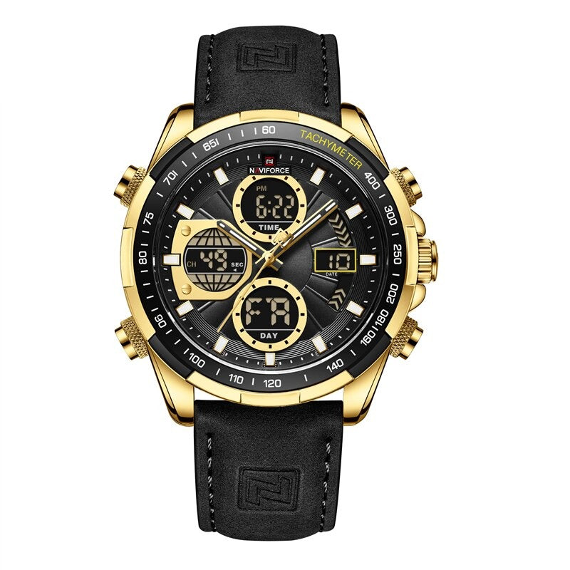 Men's Coated Glass Buckle Clasp Mechanical Round Pattern Watches