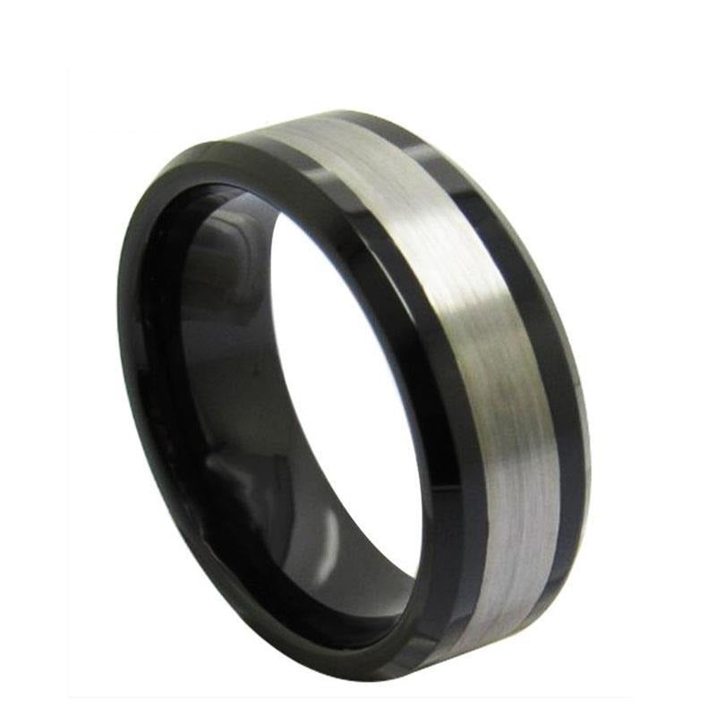 Men's Metal Tungsten Round Shaped Channel Setting Classic Ring