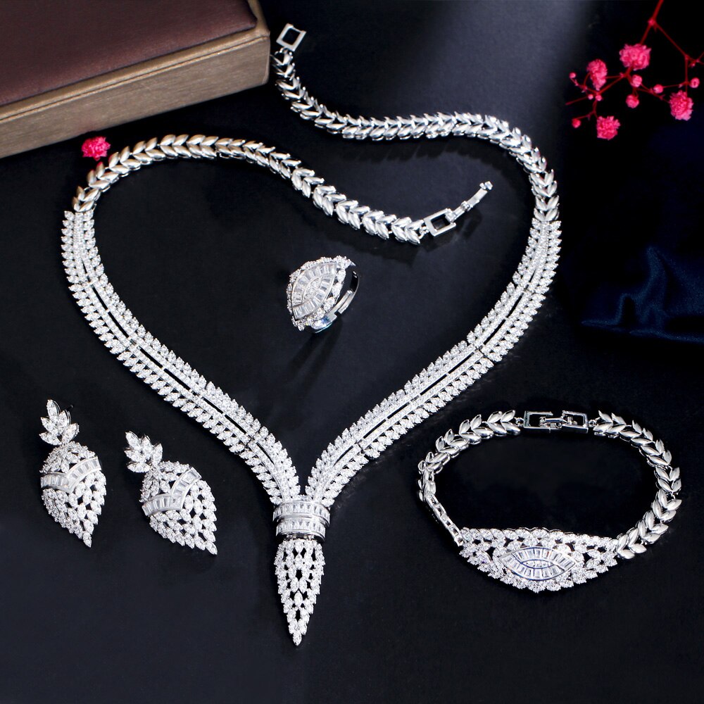 Women's Copper Cubic Zirconia Classic Geometric Jewelry Sets