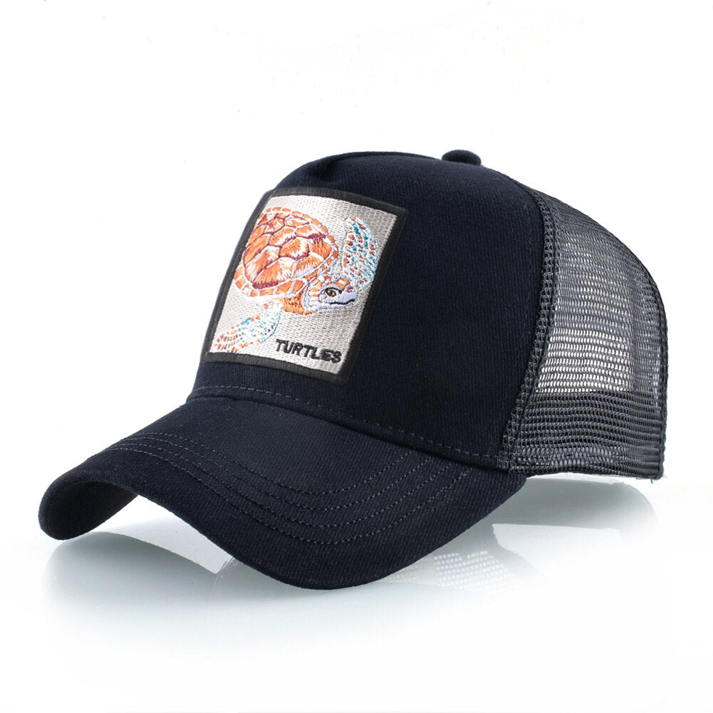 Men's Cotton Back Strap Baseball Animal Pattern Outdoor Mesh Cap