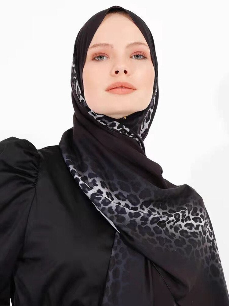 Women's Arabian Rayon Headwear Leopard Printed Elegant Hijabs