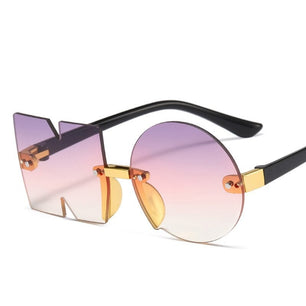 Kid's Resin Frame Gradient Rimless Sunshades Round Sunglasses