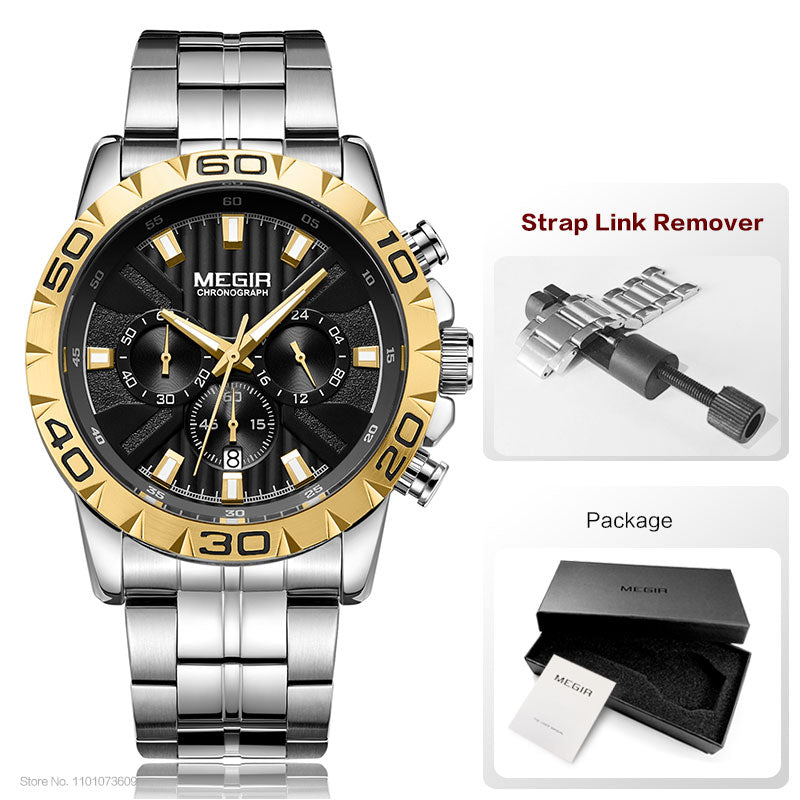 Men's Alloy Folding Clasp Waterproof Quartz Trendy Round Watches