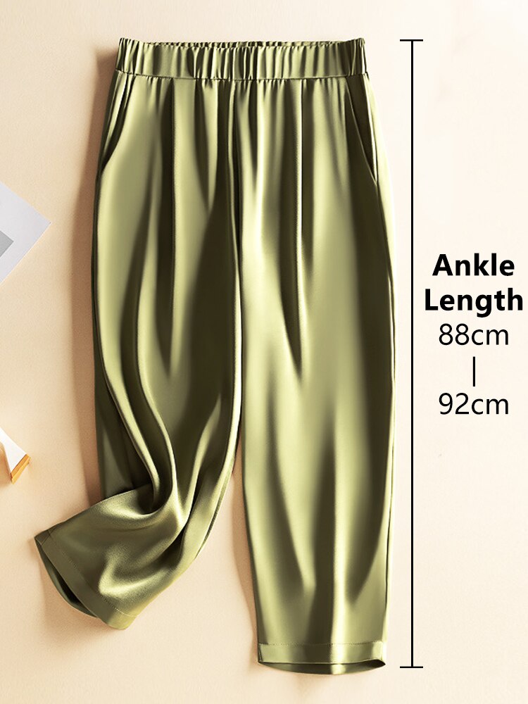 Women's Polyester High Elastic Waist Closure Straight Casual Pant