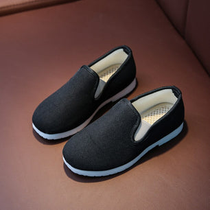 Kid's Cotton Fabric Round Toe Slip-On Closure Retro Vintage Shoes