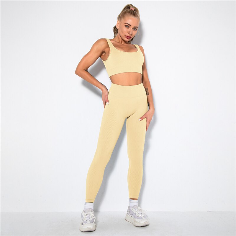 Women's Nylon Sleeveless High Waist Fitness Gym Workout Yoga Set