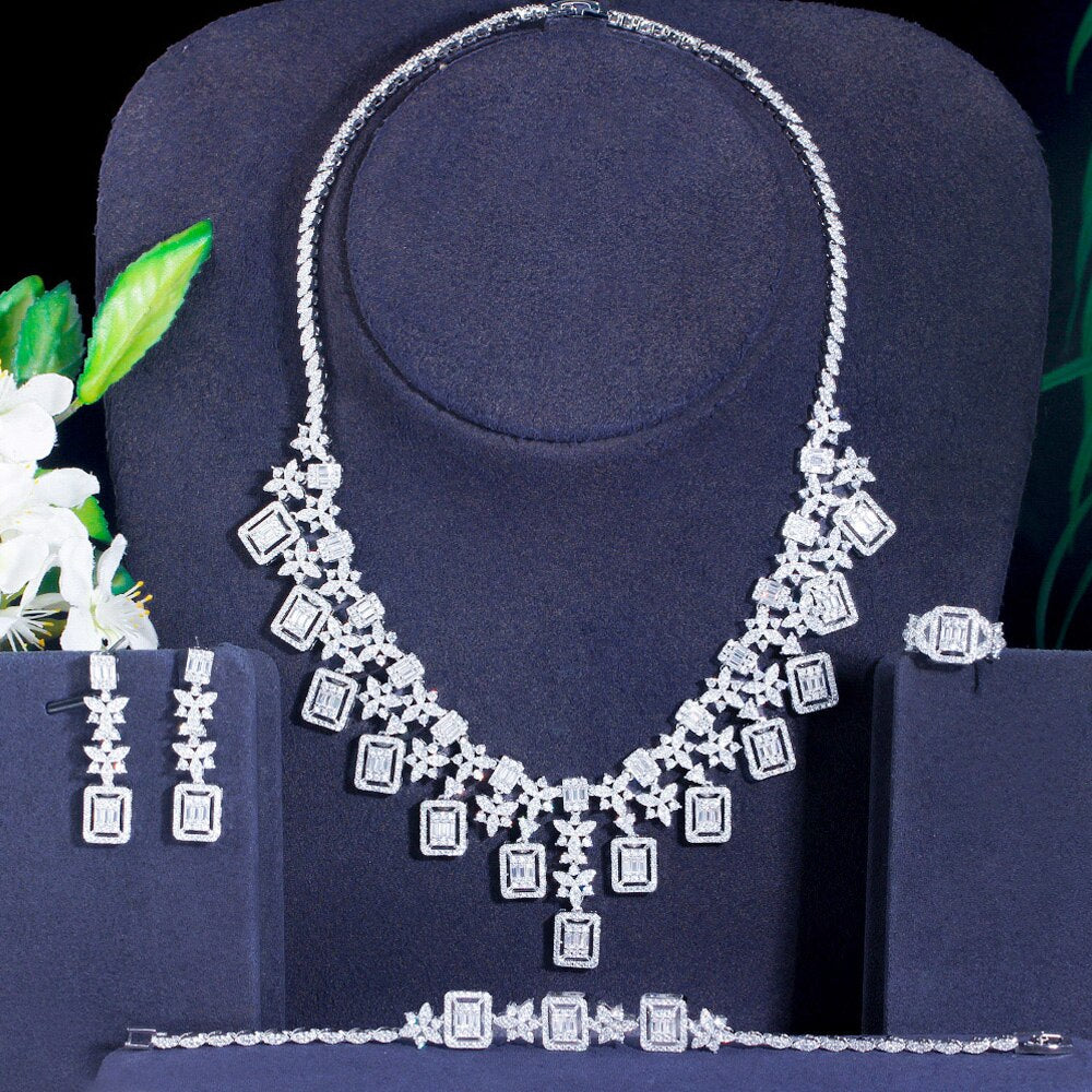 Women's Copper Cubic Zirconia Classic Bridal Wedding Jewelry Sets