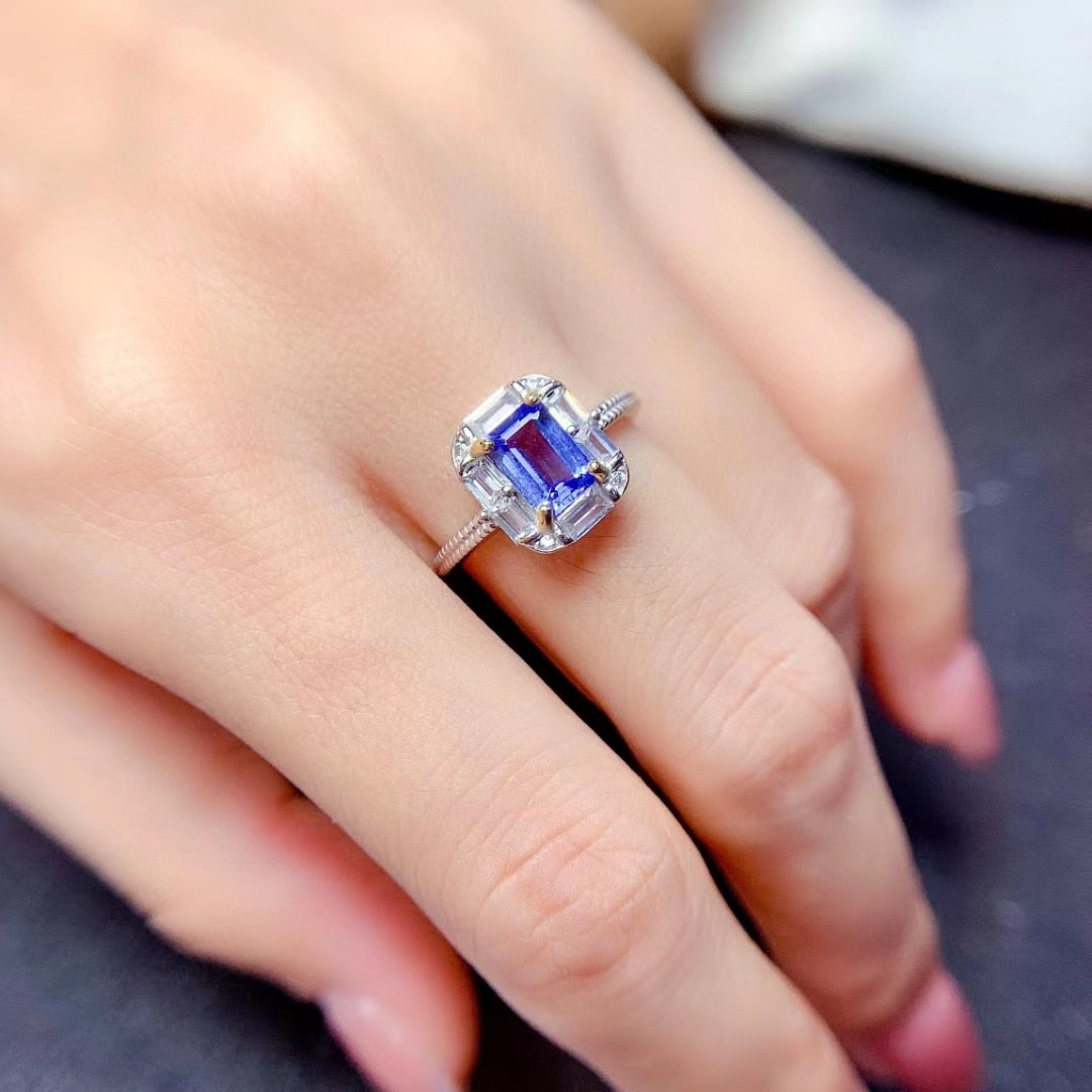 Women's 100% 925 Sterling Silver Natural Tanzanite Luxury Ring