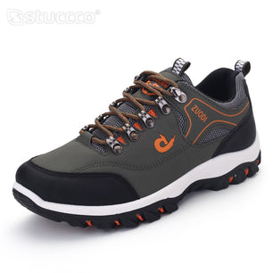 Men's PU Round Toe Breathable Lace Up Casual Walking Sneakers