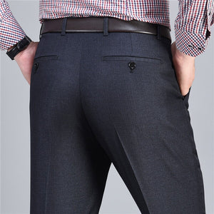 Men's Polyester Zipper Fly Closure Full Length Formal Wear Pants