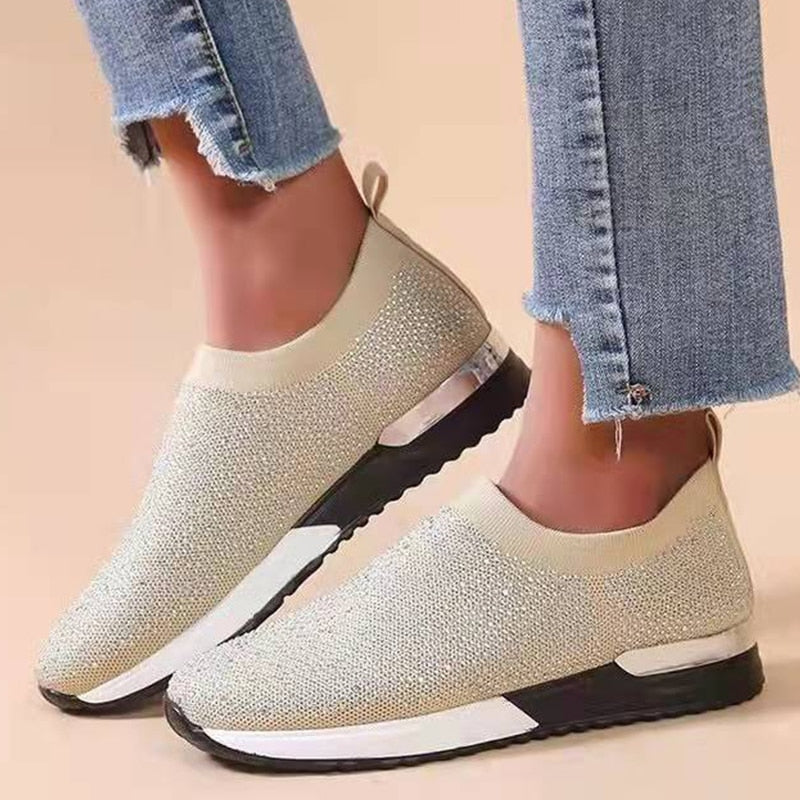 Women's Stretch Fabric Breathable Slip-On Casual Wear Shoes