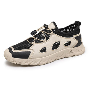 Men's Round Toe Lace Up Closure Breathable Solid Pattern Sneakers