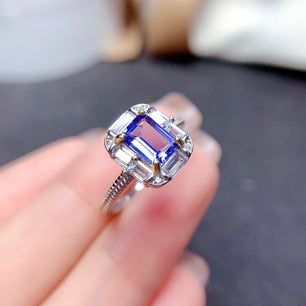 Women's 100% 925 Sterling Silver Natural Tanzanite Luxury Ring