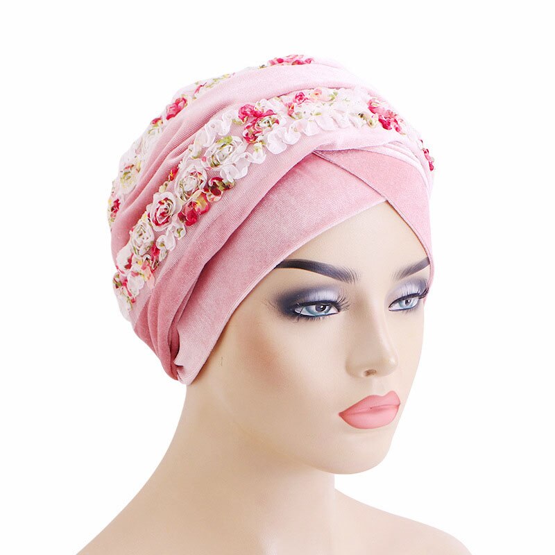 Women's Arabian Polyester Headwear Flower Hijabs