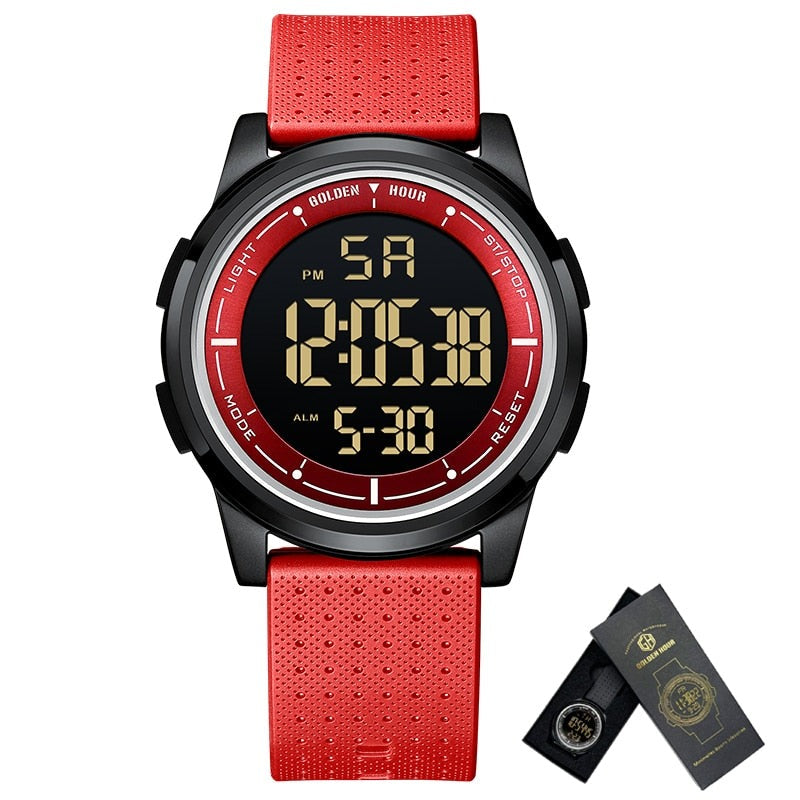 Men's Silicon Digital Buckle Clasp Waterproof Elegant Wrist Watch