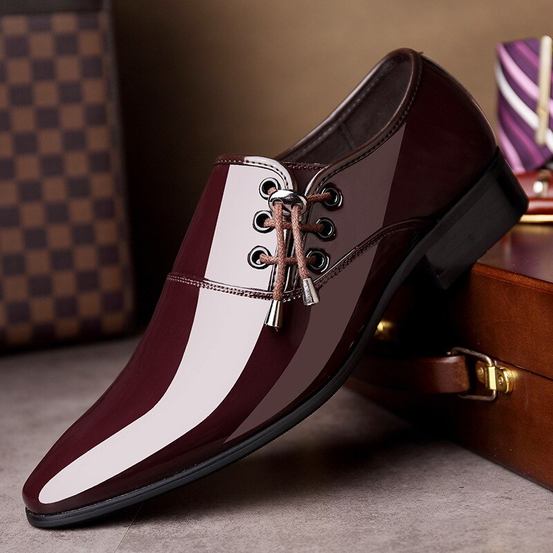 Men's PU Leather Pointed Toe Slip-On Closure Elegant Formal Shoes