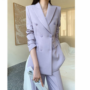 Women's V-Neck Polyester High Waist Full Sleeves Elegant Blazer Set