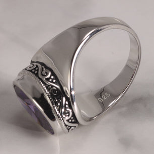 Men's 100% 925 Sterling Silver Zircon Vintage Oval Pattern Ring