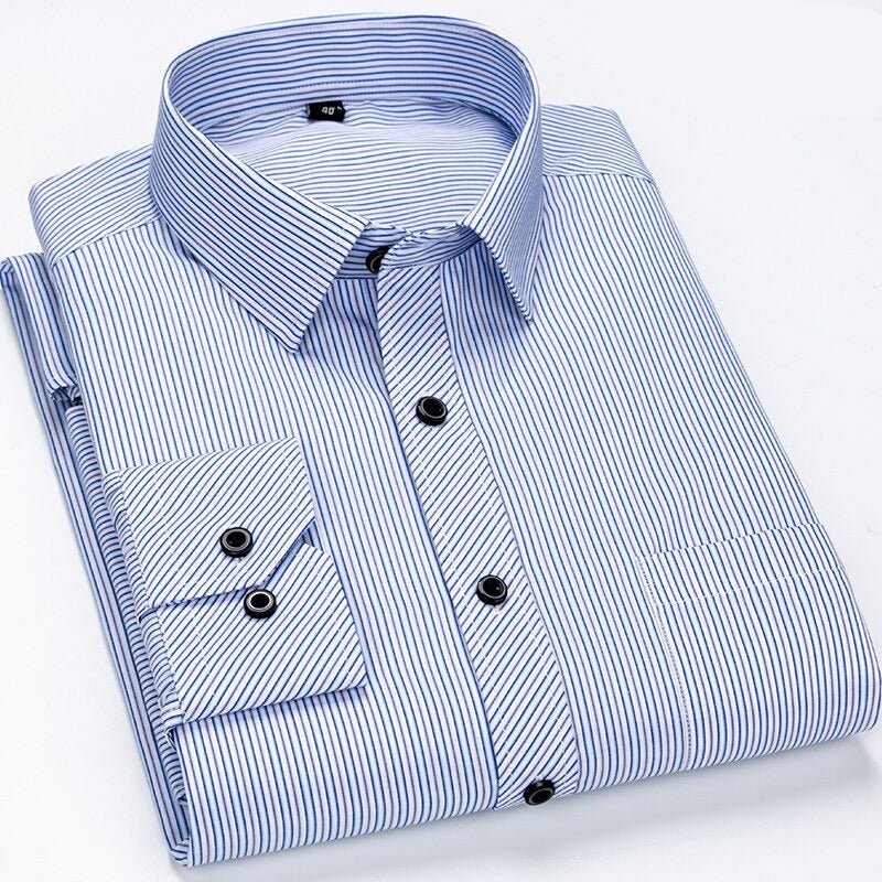 Men's Cotton Single Breasted Full Sleeve Striped Casual Shirt