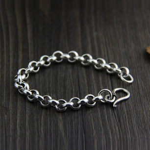 Women's 100% 925 Sterling Silver Round Link Chain Bracelet