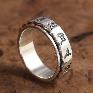 Men's 100% 925 Sterling Silver Round Pattern Trendy Rotating Ring