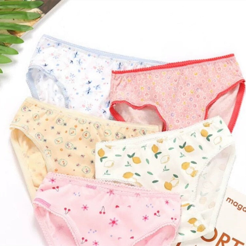 Kid's Girls 6Pcs Cotton Breathable Printed Pattern Casual Panties