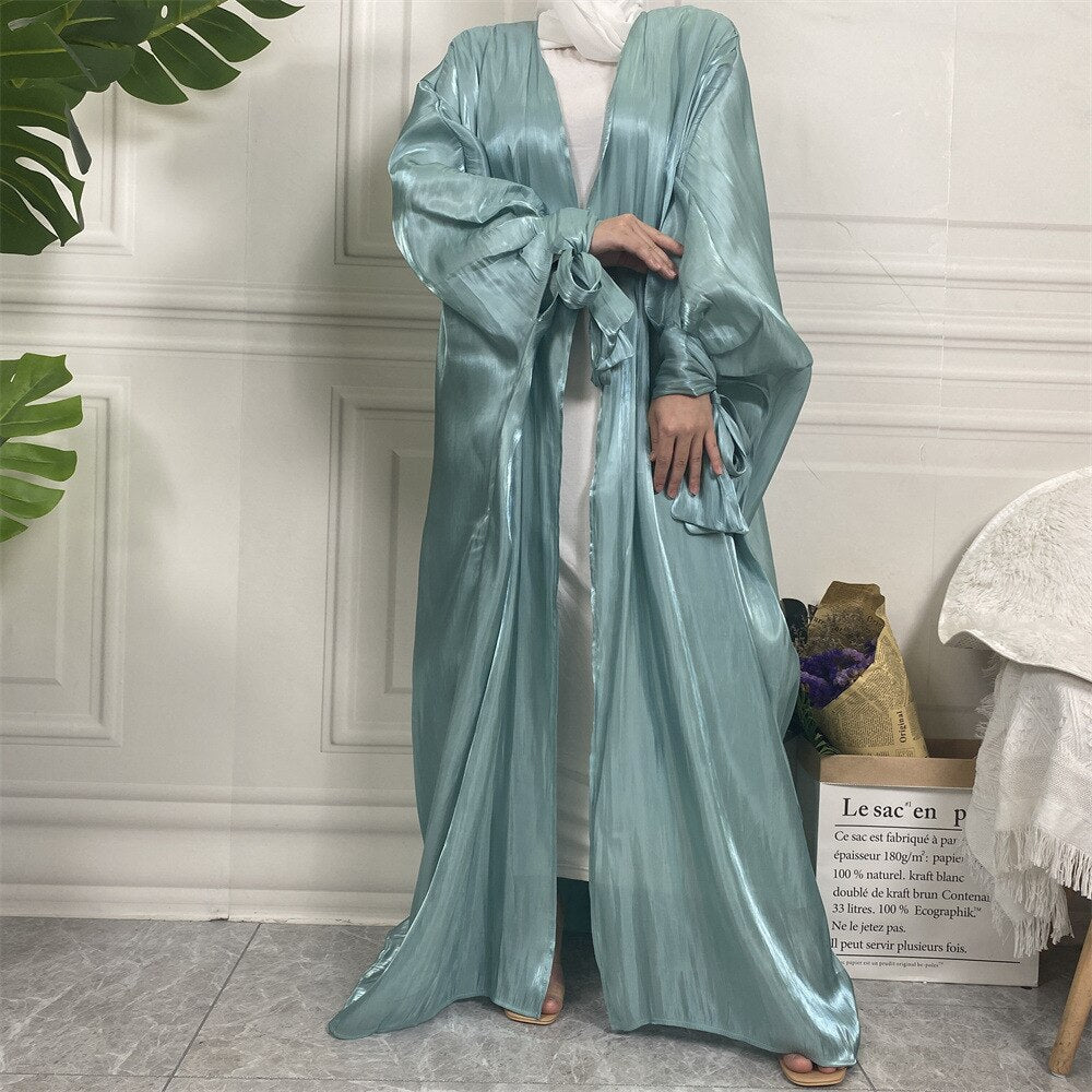 Women's Arabian Polyester Full Sleeve Elegant Trendy Open Abaya