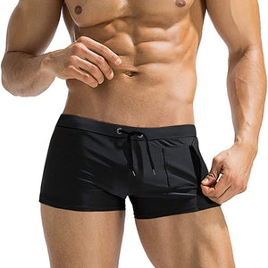 Men's Polyester Quick-Dry Zipper Pocket Swimwear Casual Shorts