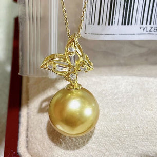 Women's 100% 925 Sterling Silver Plant Pearl Pendant Necklace