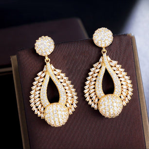 Women's Copper Cubic Zirconia Classic Water Drop Party Earrings