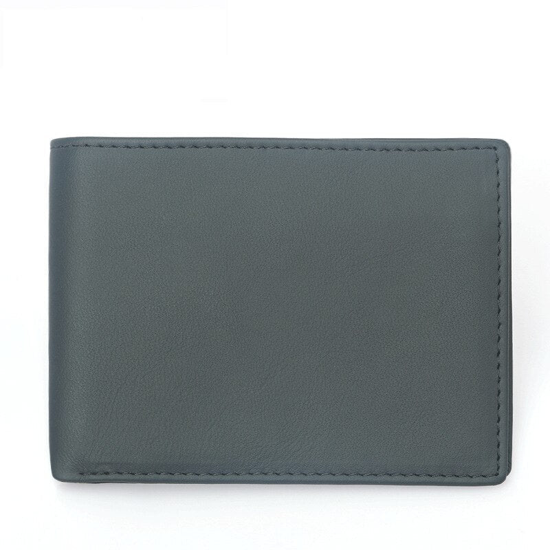 Men's Genuine Leather Card Holder Vintage Solid Pattern Wallet