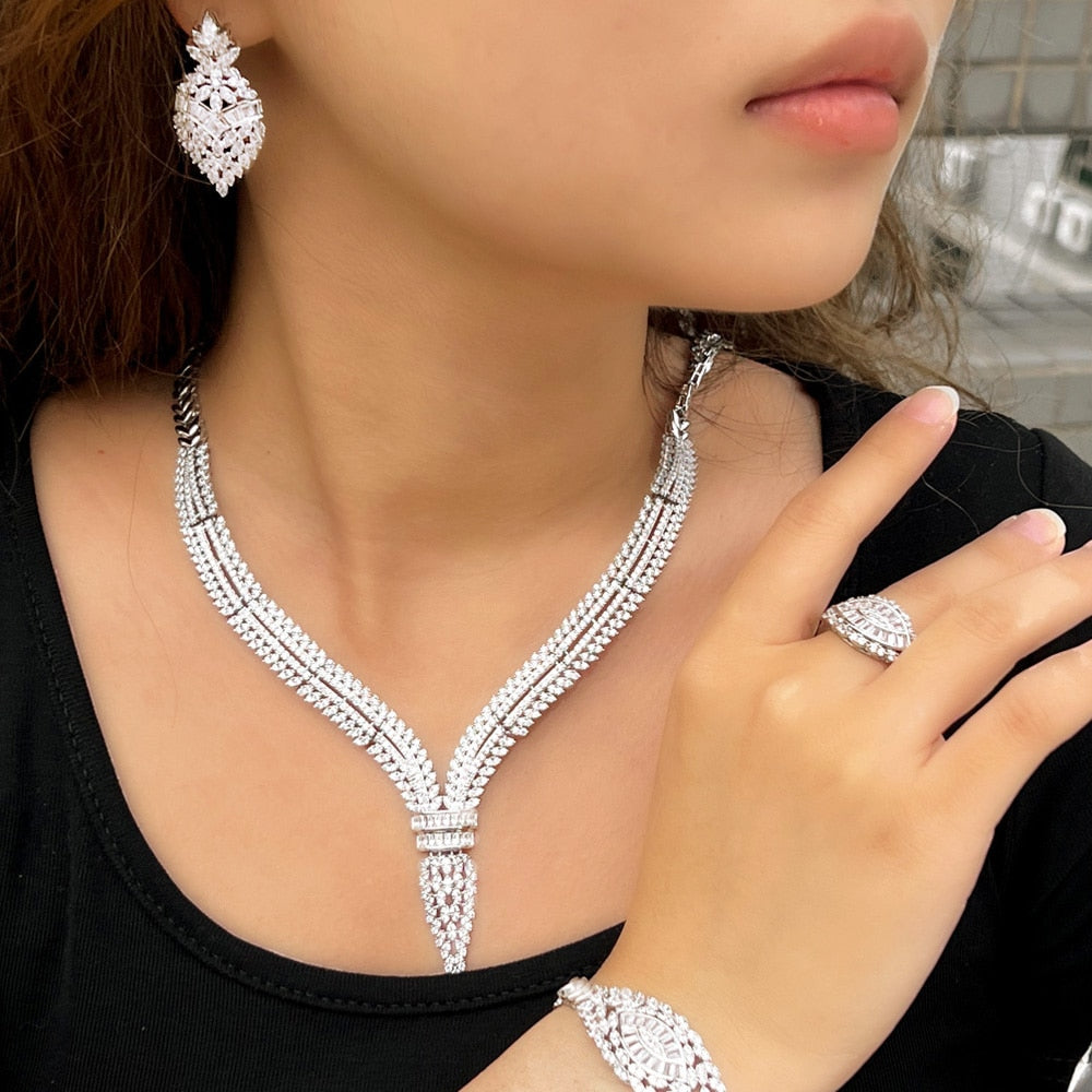 Women's Copper Cubic Zirconia Classic Geometric Jewelry Sets