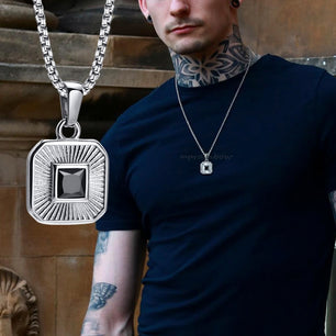 Men's Stainless Steel Metal Link Chain Square Trendy Necklace