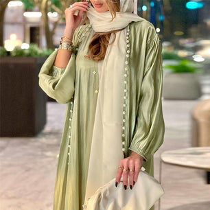 Women's Arabian Polyester Full Sleeve Plain Casual Long Abaya