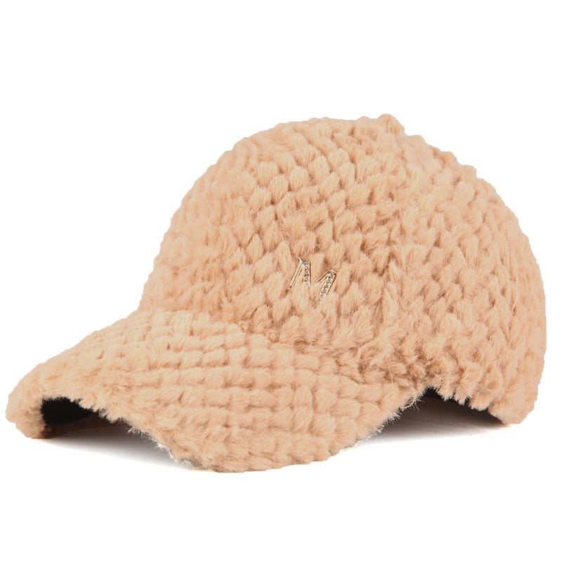 Women's Fur Solid Pattern Elegant Trendy Casual Wear Baseball Cap