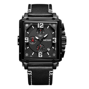 Men's Alloy Buckle Clasp Water-Resistant Quartz Square Watches