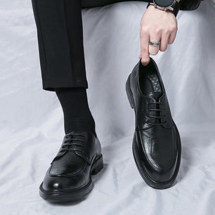 Men's Genuine Leather Round Toe Lace-Up Closure Formal Shoes