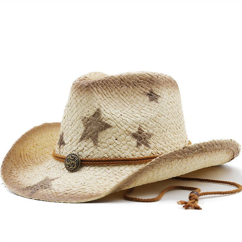 Women's Straw Glamorous Star Pattern Hand-Crafted Sun Hat