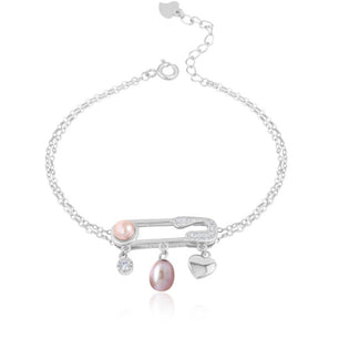 Women's 100% 925 Sterling Silver Pearl Geometric Wedding Bracelet