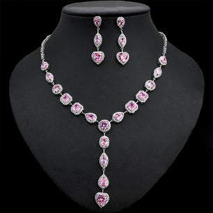 Women's Copper Cubic Zirconia Bridal Wedding Trendy Jewelry Set