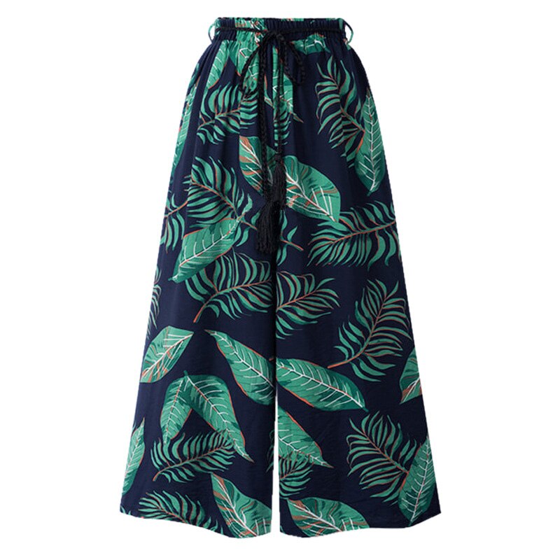 Women's Polyester Elastic Waist Closure Printed Beach Wear Pants