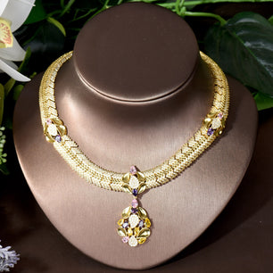 Women's Copper Cubic Zirconia Luxury Wedding Trendy Jewelry Sets