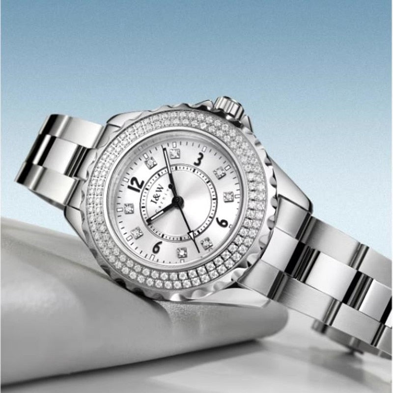 Women's Stainless Steel Round Shape Waterproof Luxury Watches