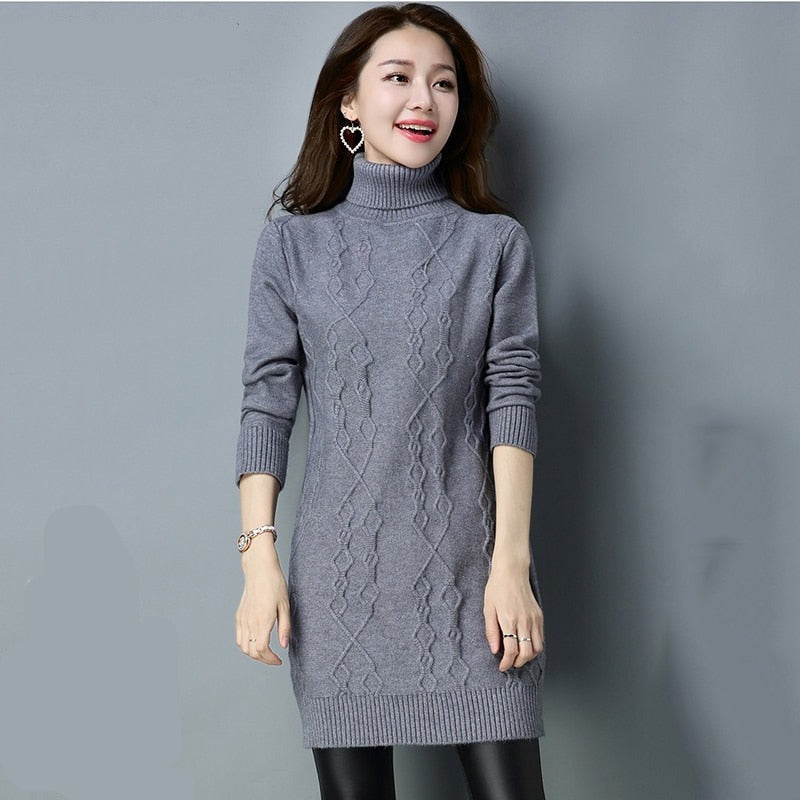 Women's Acrylic Turtleneck Full Sleeves Pullover Knitwear Sweater