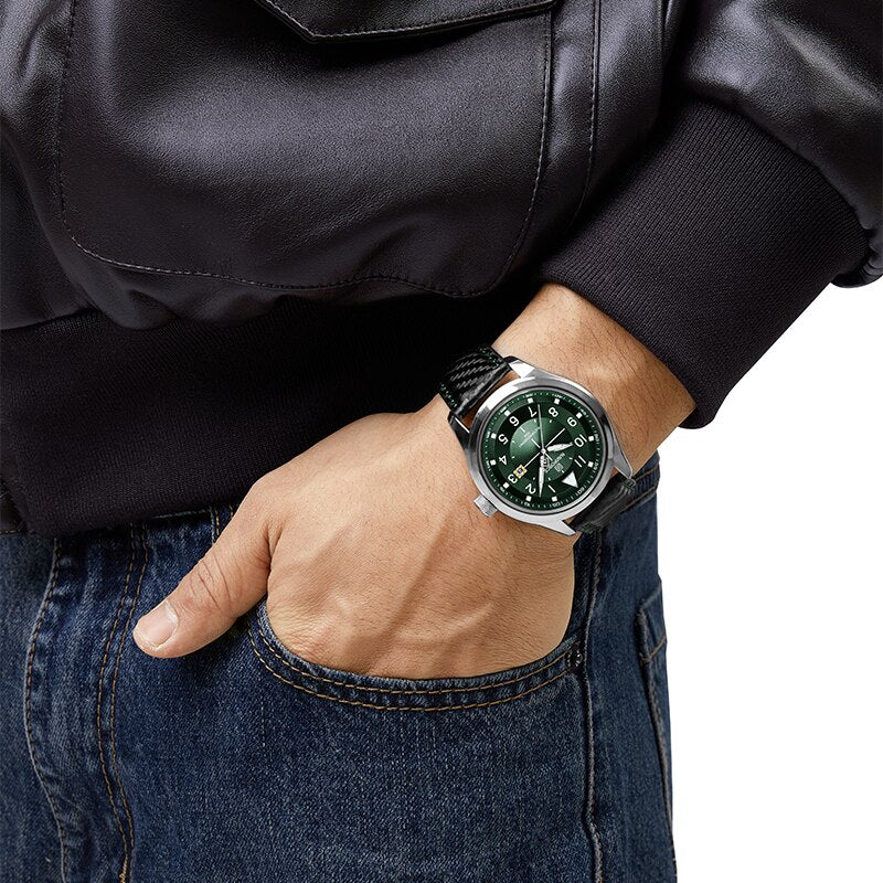 Men's Hardlex Buckle Clasp Mechanical Round Pattern Watches