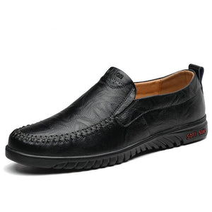 Men's Round Toe Genuine Leather Solid Pattern Casual Loafers